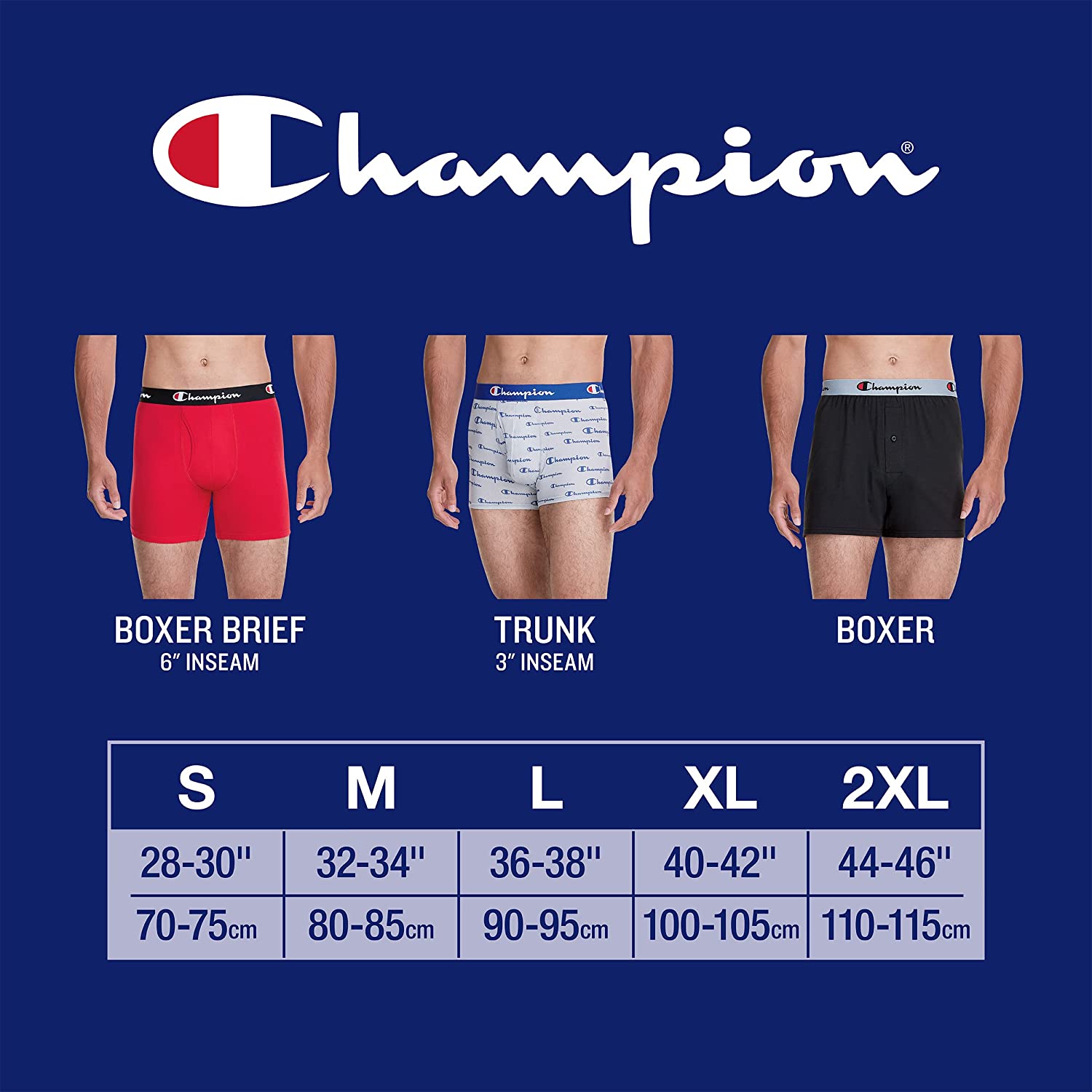 Champion Men's Underwear Boxer Briefs Pack， Moisture-Wicking， Performance Stretch Cotton， Trunks and Long Leg， Multipack - Image 4